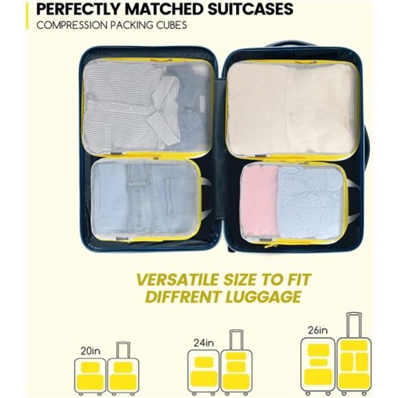 Premium Compression Packing Cubes with See Through Mesh for Suitcases - Picture 7 of 8
